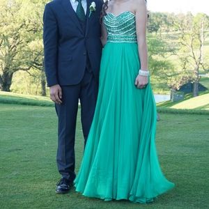Green Sherri Hill Prom Dress Crystal Beaded Bodice